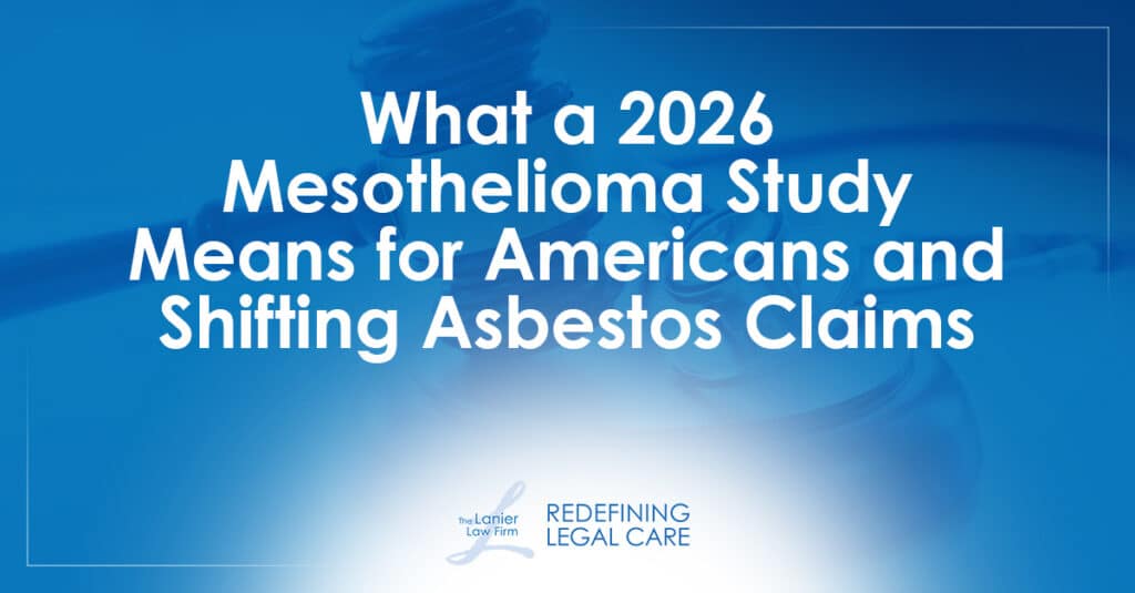 Image of a gavel with the words "What a 2026 mesothelioma study means for Americans and shifting asbestos claims"