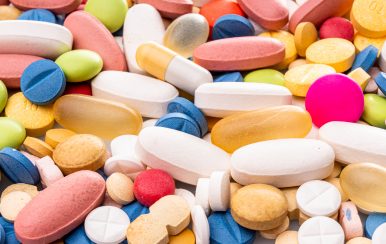 Close up of variety of opioid pills, capsules, and tablets subjested to opioid lawsuits